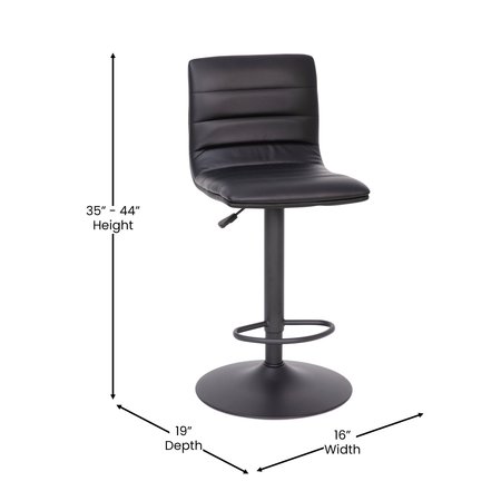 Flash Furniture Black Vinyl Adjustable Barstool with Black Base CH-92023-1-BKBK-GG